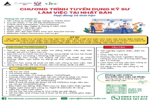 THÔNG TIN CƠ HỘI VIỆC LÀM TẠI NHẬT BẢN: KỸ SƯ VẬN HÀNH, BẢO TRÌ MÁY NC, CNC, GIA CÔNG LINH KIỆN Ô TÔ và nhiều vị trí hấp dẫn khác