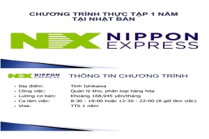 CƠ HỘI THỰC TẬP 1 NĂM TẠI NIPPON EXPRESS (NX) - VỊ TRÍ QUẢN LÝ KHO VÀ PHÂN LOẠI HÀNG HÓA